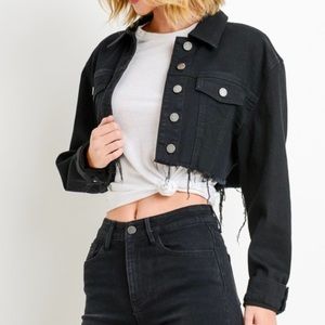 Cropped denim jacket (black)